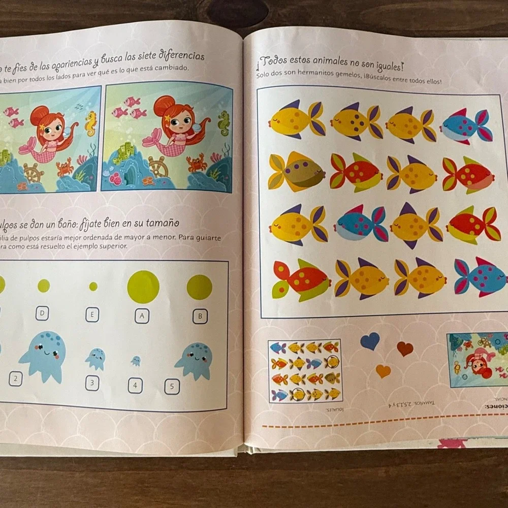 Escuela‎ Magica de Sirenas Hardcover Spanish Activity Book Stories Puzzles Libsa